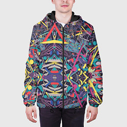 Куртка с капюшоном мужская Абстрактный хаос линий, цвет: 3D-черный — фото 2