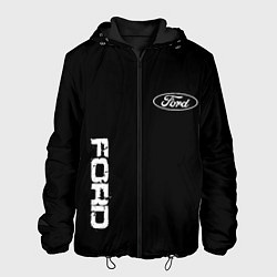 Куртка с капюшоном мужская Ford logo white steel, цвет: 3D-черный