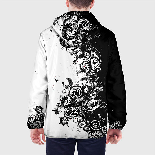 Мужская куртка Чёрно белый стильный узор / 3D-Белый – фото 4