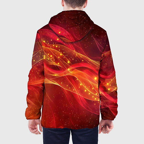 Мужская куртка Красные и оранжевые линии с золотым блеском / 3D-Черный – фото 4