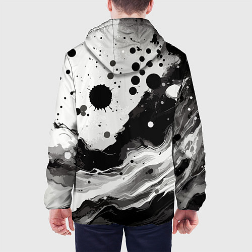 Мужская куртка Чёрно-белая абстракция - кляксы / 3D-Черный – фото 4