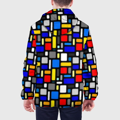 Мужская куртка Абстракция цветных прямоугольников Пит Мондриан / 3D-Белый – фото 4