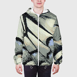 Куртка с капюшоном мужская Абстракция - крыло бабочки, цвет: 3D-белый — фото 2