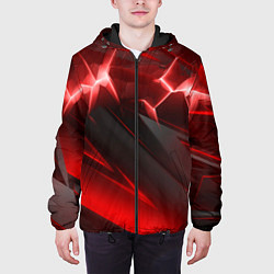 Куртка с капюшоном мужская Яркая красная объемная абстракция, цвет: 3D-черный — фото 2