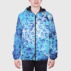 Куртка с капюшоном мужская Абстракция паттерн воды и неба, цвет: 3D-черный — фото 2