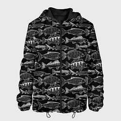 Мужская куртка Черно белые рыбы