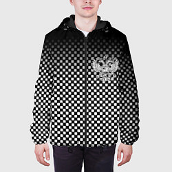 Куртка с капюшоном мужская Россия клетка паттерн, цвет: 3D-черный — фото 2