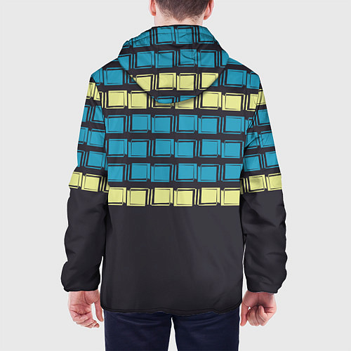 Мужская куртка Голубые и мятные квадраты на темном / 3D-Белый – фото 4