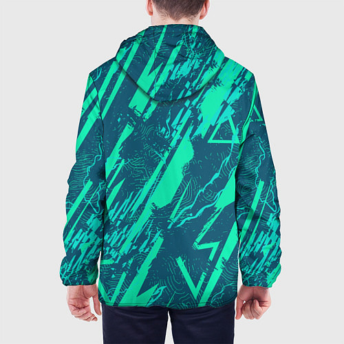 Мужская куртка Абстракция геометрический светло зеленый паттерн / 3D-Белый – фото 4