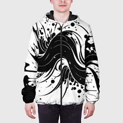 Куртка с капюшоном мужская Чёрно-белая абстракция нейросеть, цвет: 3D-черный — фото 2