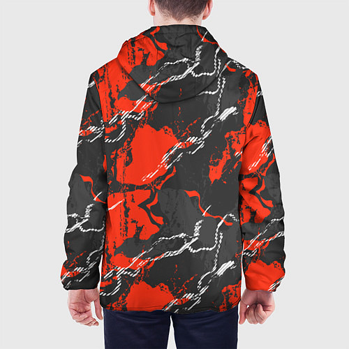 Мужская куртка Абстракция красное на черном / 3D-Белый – фото 4