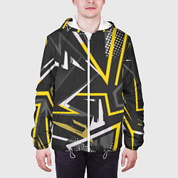 Куртка с капюшоном мужская Абстрактный фон со спортивным узором, цвет: 3D-белый — фото 2