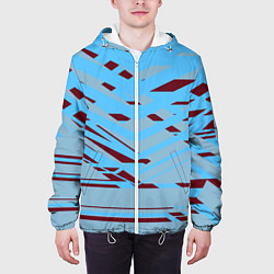 Куртка с капюшоном мужская Геометрическая абстракция сине голубого цвета, цвет: 3D-белый — фото 2
