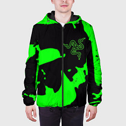 Куртка с капюшоном мужская Razer кислотный стиль краски, цвет: 3D-черный — фото 2