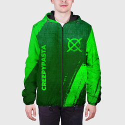 Куртка с капюшоном мужская CreepyPasta - green gradient вертикально, цвет: 3D-черный — фото 2