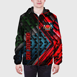 Куртка с капюшоном мужская Geometry dash game steel, цвет: 3D-черный — фото 2