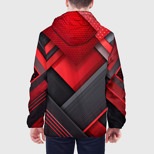 Мужская куртка Геометрия красные черные пластины / 3D-Белый – фото 4