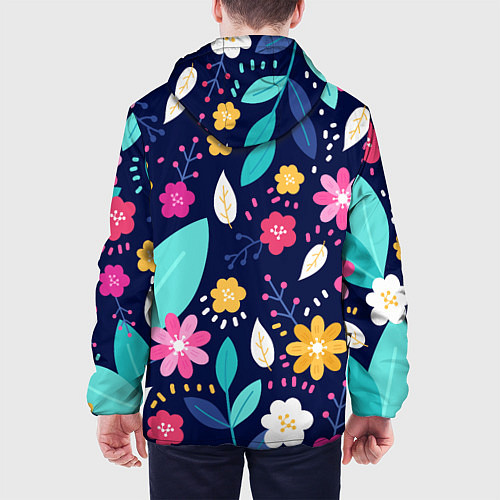 Мужская куртка Абстракция цветочный фон / 3D-Белый – фото 4