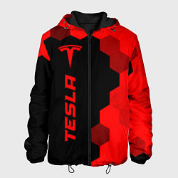 Куртка с капюшоном мужская Tesla - red gradient по-вертикали, цвет: 3D-черный