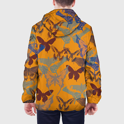 Мужская куртка Бабочки на оранжевом - паттерн / 3D-Белый – фото 4