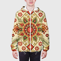 Куртка с капюшоном мужская Стиль советского ковра узоры и орнамент, цвет: 3D-белый — фото 2