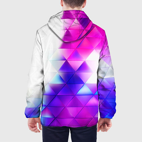 Мужская куртка Неоновые треугольники абстракция / 3D-Белый – фото 4