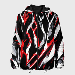 Мужская куртка Красно-белые агрессивные полосы на чёрном фоне