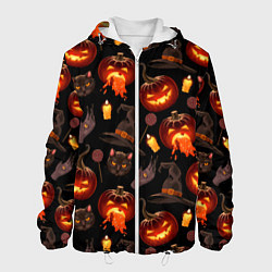 Куртка с капюшоном мужская Хэллоуин цветной паттерн, цвет: 3D-белый