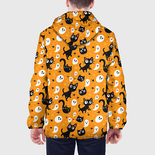 Мужская куртка Паттерн с черными кошками / 3D-Белый – фото 4