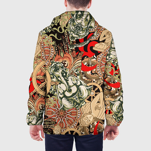 Мужская куртка Будда и Ганеша на фоне сансары и мандалы / 3D-Черный – фото 4