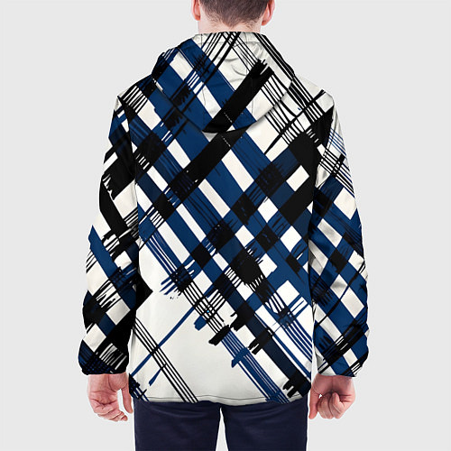 Мужская куртка Косая клетка бело-синяя / 3D-Белый – фото 4
