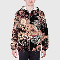Куртка с капюшоном мужская Драконы самурай и феникс, цвет: 3D-белый — фото 2