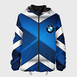Куртка с капюшоном мужская BMW metalic blue abstract, цвет: 3D-черный