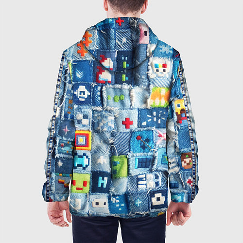 Мужская куртка Minecraft значки на пэчворк / 3D-Белый – фото 4