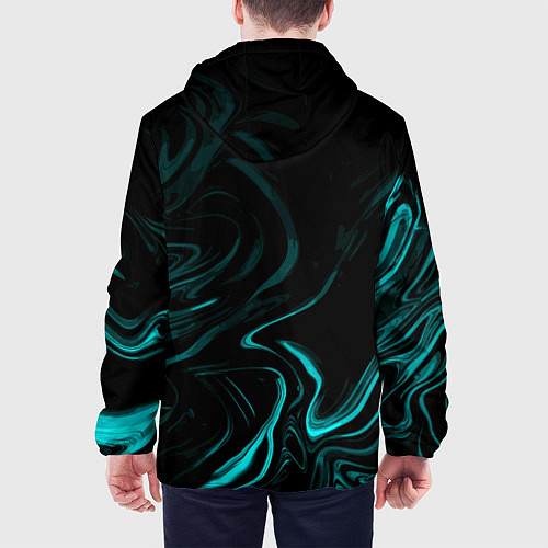 Мужская куртка Чёрный с бирюзовыми разводами абстракция / 3D-Черный – фото 4