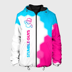 Мужская куртка Stumble Guys neon gradient style по-вертикали