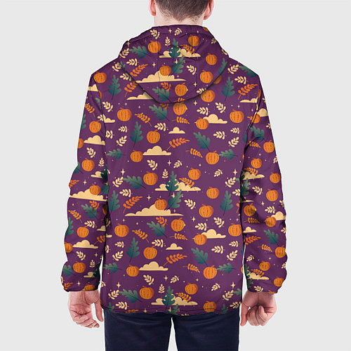 Мужская куртка Маленькие тыквы на фиолетовом фоне / 3D-Белый – фото 4