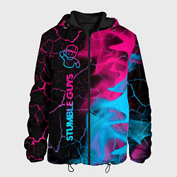 Куртка с капюшоном мужская Stumble Guys - neon gradient по-вертикали, цвет: 3D-черный