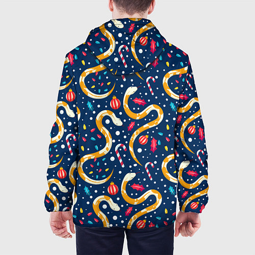 Мужская куртка Новогодний паттерн символ года 2025 / 3D-Белый – фото 4