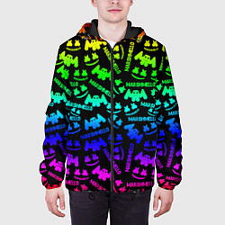 Куртка с капюшоном мужская Marshmello neon steel pattern, цвет: 3D-черный — фото 2