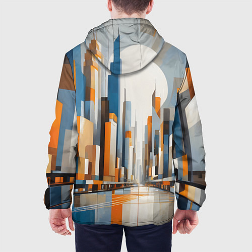 Мужская куртка Архитектура город абстракция / 3D-Белый – фото 4