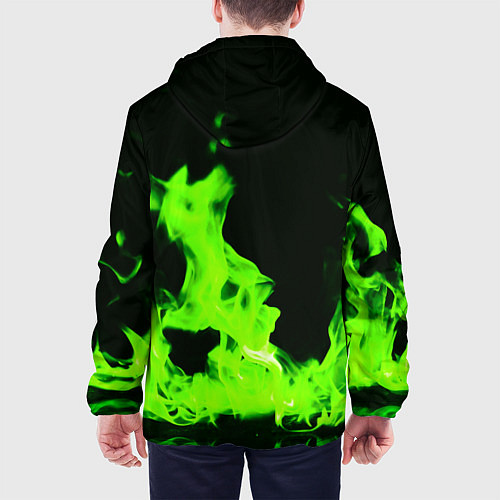 Мужская куртка Кислотный зелёный огонь / 3D-Белый – фото 4