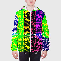 Куртка с капюшоном мужская Marshmello pattern neon steel, цвет: 3D-белый — фото 2