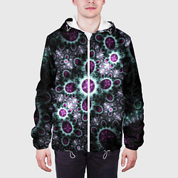 Куртка с капюшоном мужская Фрактальный узор геометрия, цвет: 3D-белый — фото 2