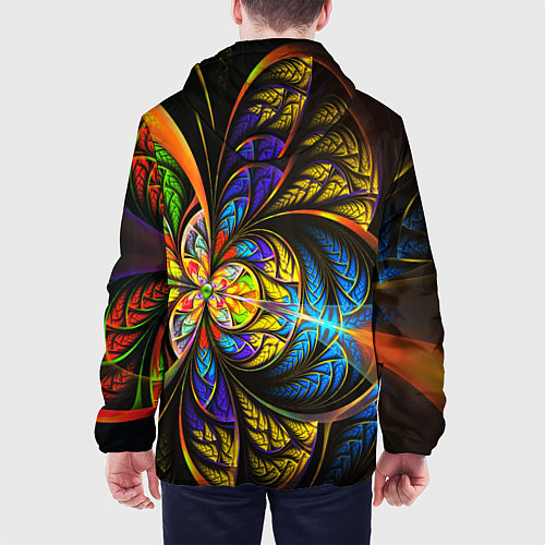 Мужская куртка Фрактальный оптический узор в цвете / 3D-Белый – фото 4