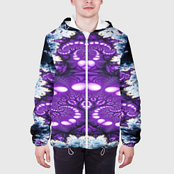 Куртка с капюшоном мужская Абстрактная иллюзия текстура, цвет: 3D-белый — фото 2
