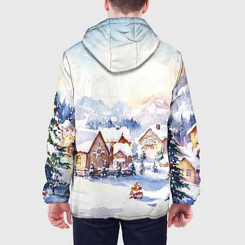 Мужская куртка Новогодний снежный город / 3D-Белый – фото 4