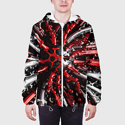 Куртка с капюшоном мужская Красно-белая инфекция, цвет: 3D-белый — фото 2
