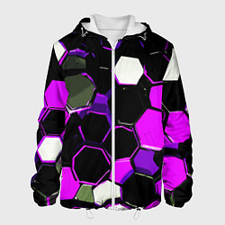 Мужская куртка Розово-белые шестиугольники на чёрном фоне