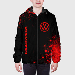 Куртка с капюшоном мужская Volkswagen - red gradient вертикально, цвет: 3D-черный — фото 2